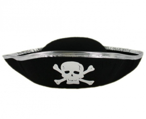 Pirátský klobouk třírohý - stříbrný