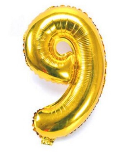 Balonek číslice zlatý 9