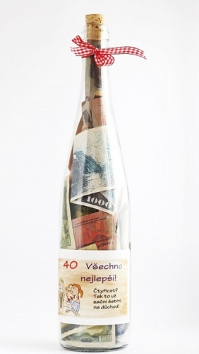 Láhev s penězi všechno nejlepší 40