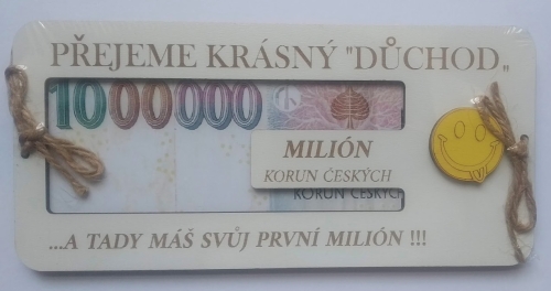Dřevěné přání k důchodu
