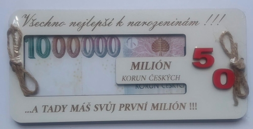 Dřevěné přání k 50. narozeninám