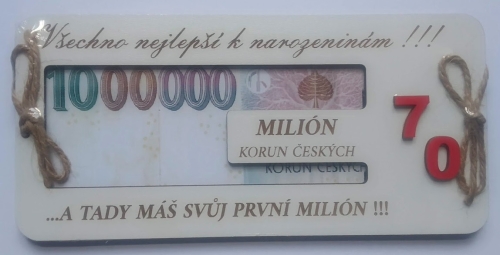 Dřevěné přání k 70. narozeninám