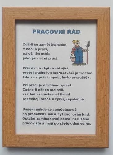Rámeček - Pracovní řád